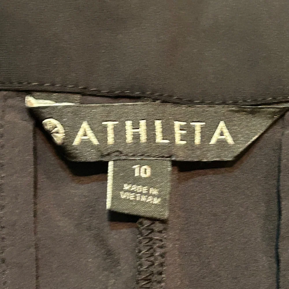 Athleta Black Wide Leg Side Stripe Track Pants Zipper Detail Womens 10 - Picture 4 of 5